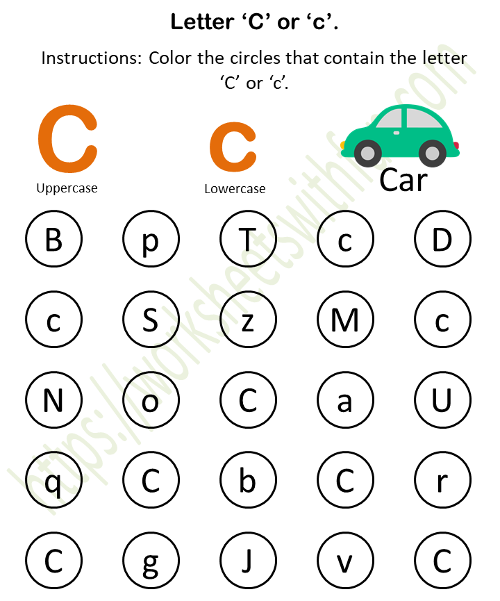 English Preschool Find And Color C Or C Worksheet 3
